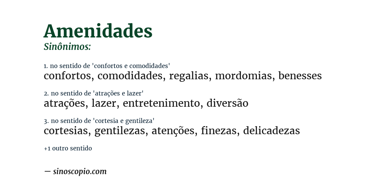 Sinônimo de amenidades