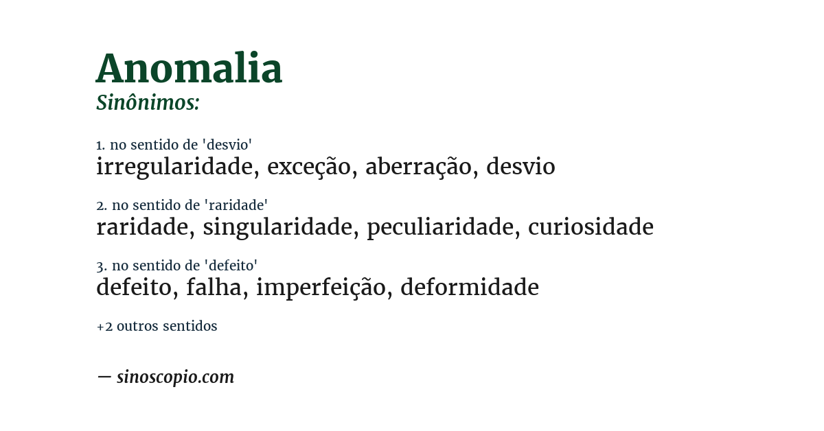 Sinônimo de anomalia