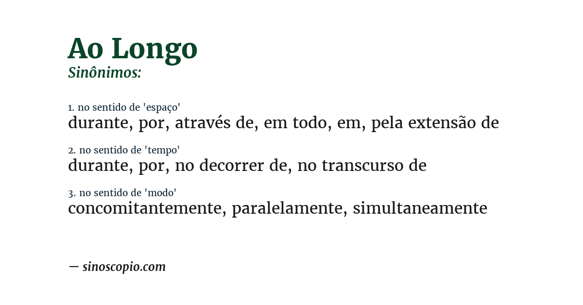 Sinônimo de ao longo