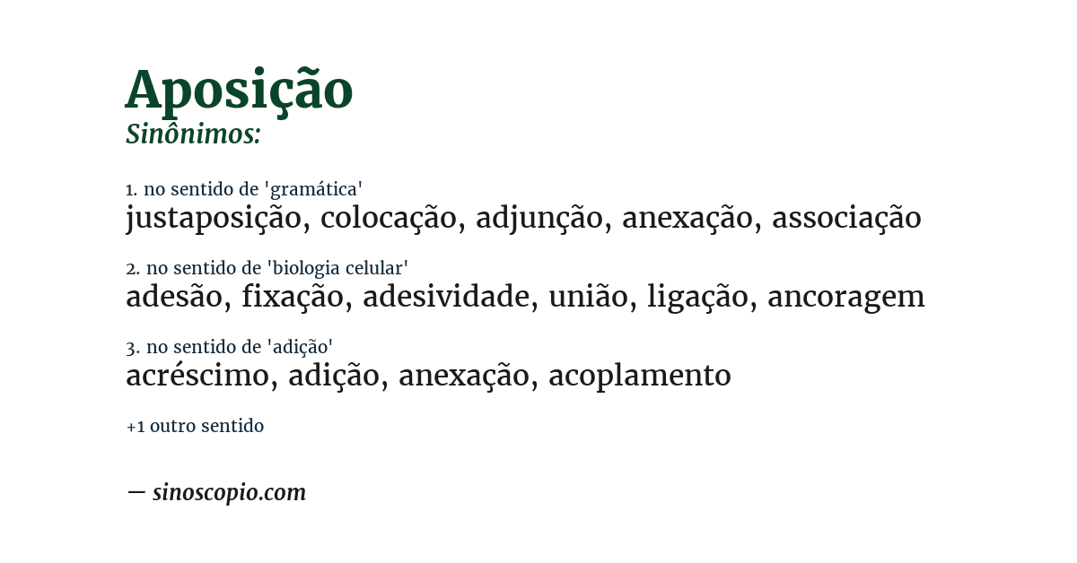 Sinônimo de aposição