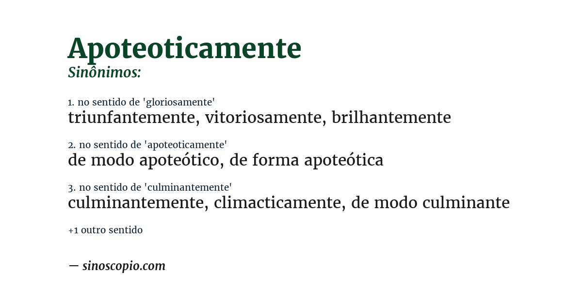 Sinônimo de apoteoticamente