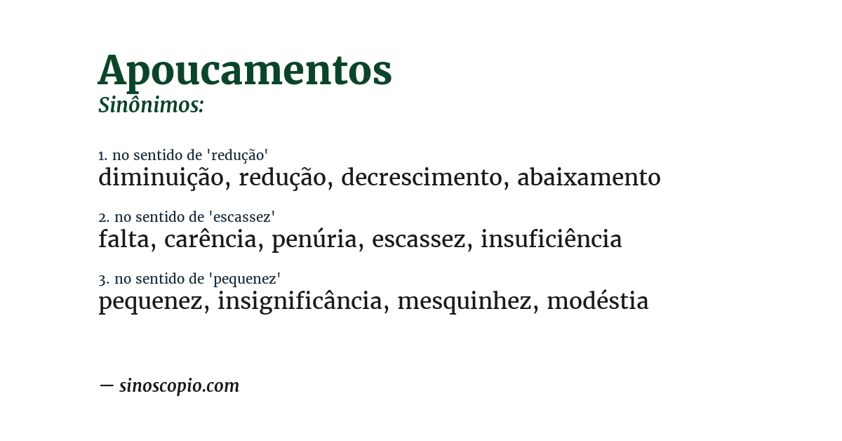 Sinônimo de apoucamentos