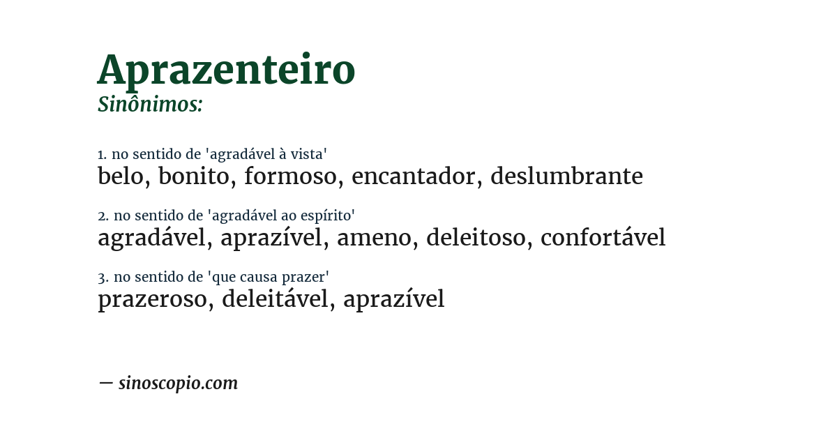 Sinônimo de aprazenteiro