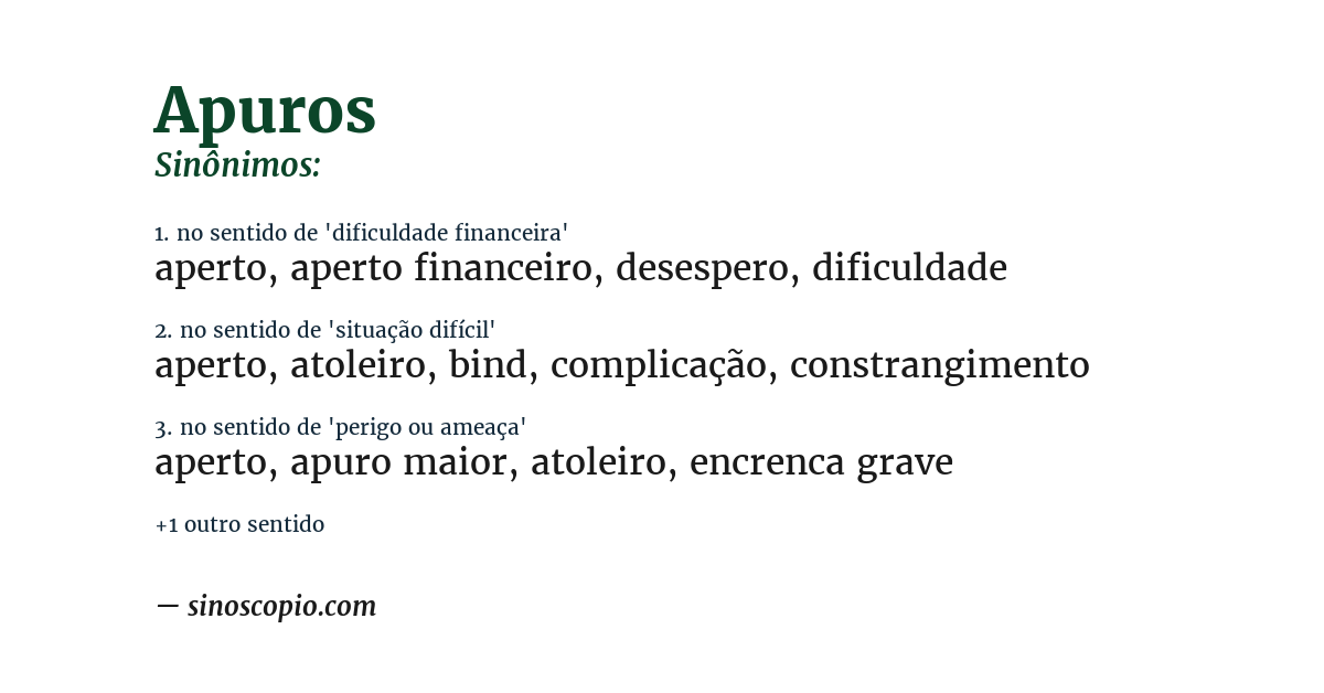 Sinônimo de apuros