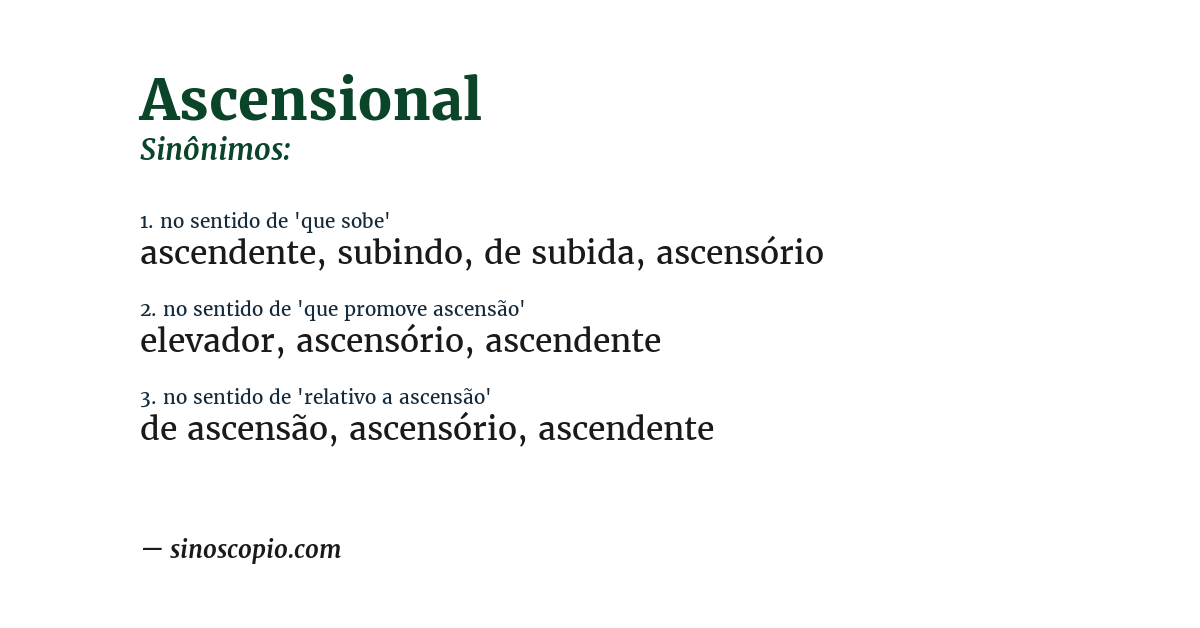 Sinônimo de ascensional