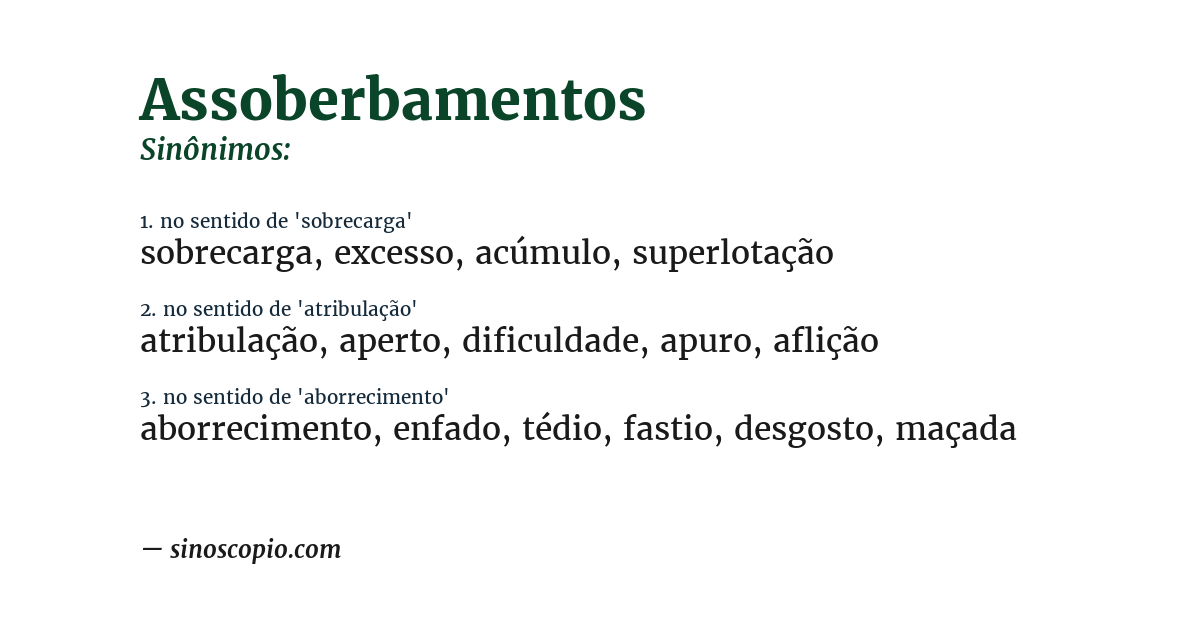 Sinônimo de assoberbamentos