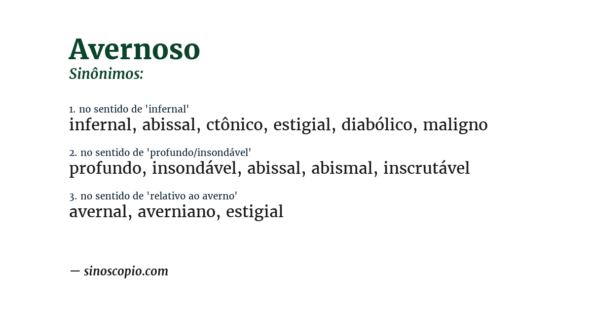 Sinônimo de avernoso