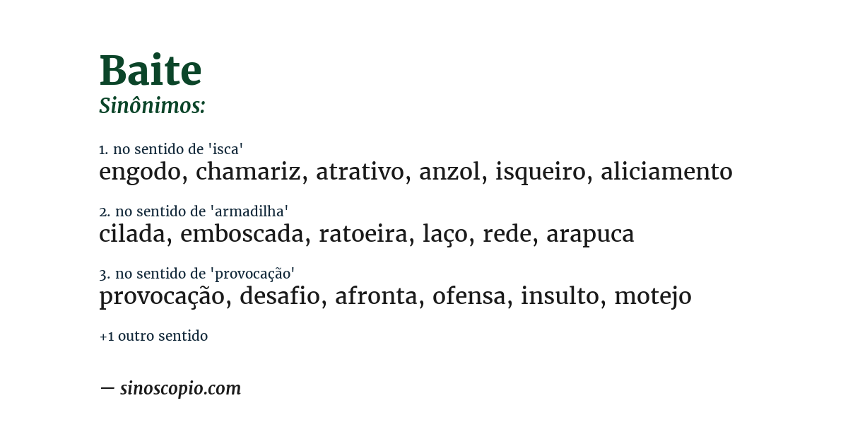 Sinônimo de baite