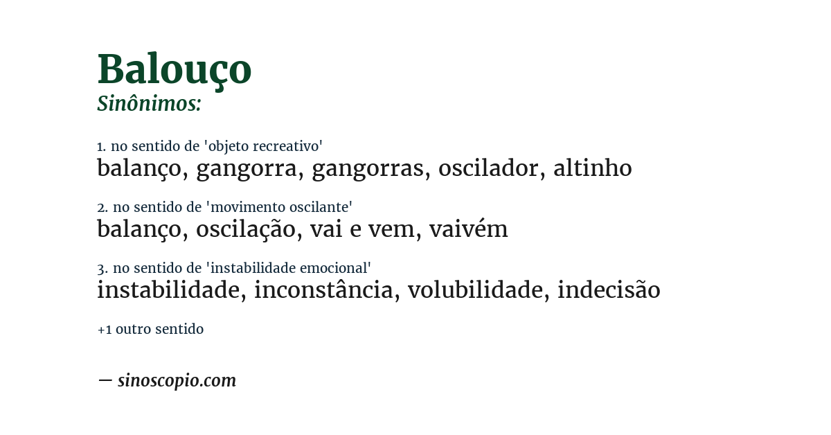 Sinônimo de balouço