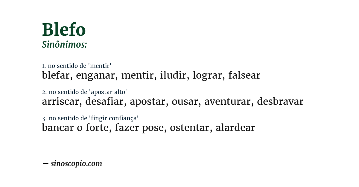 Sinônimo de blefo