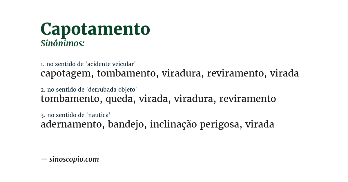 Sinônimo de capotamento