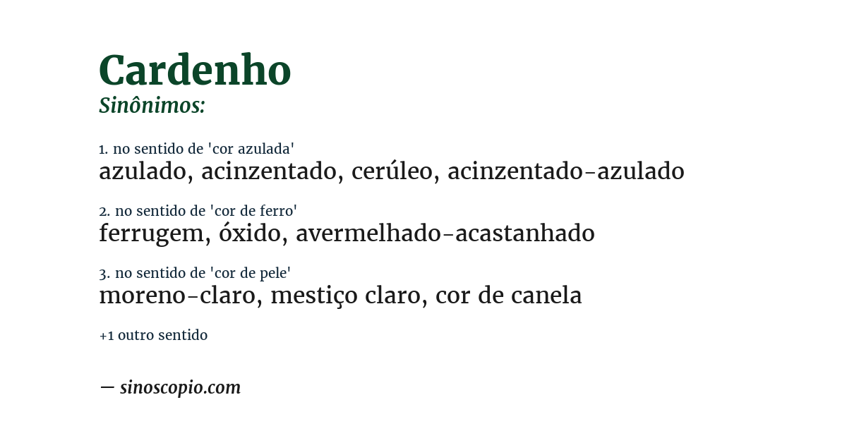 Sinônimo de cardenho