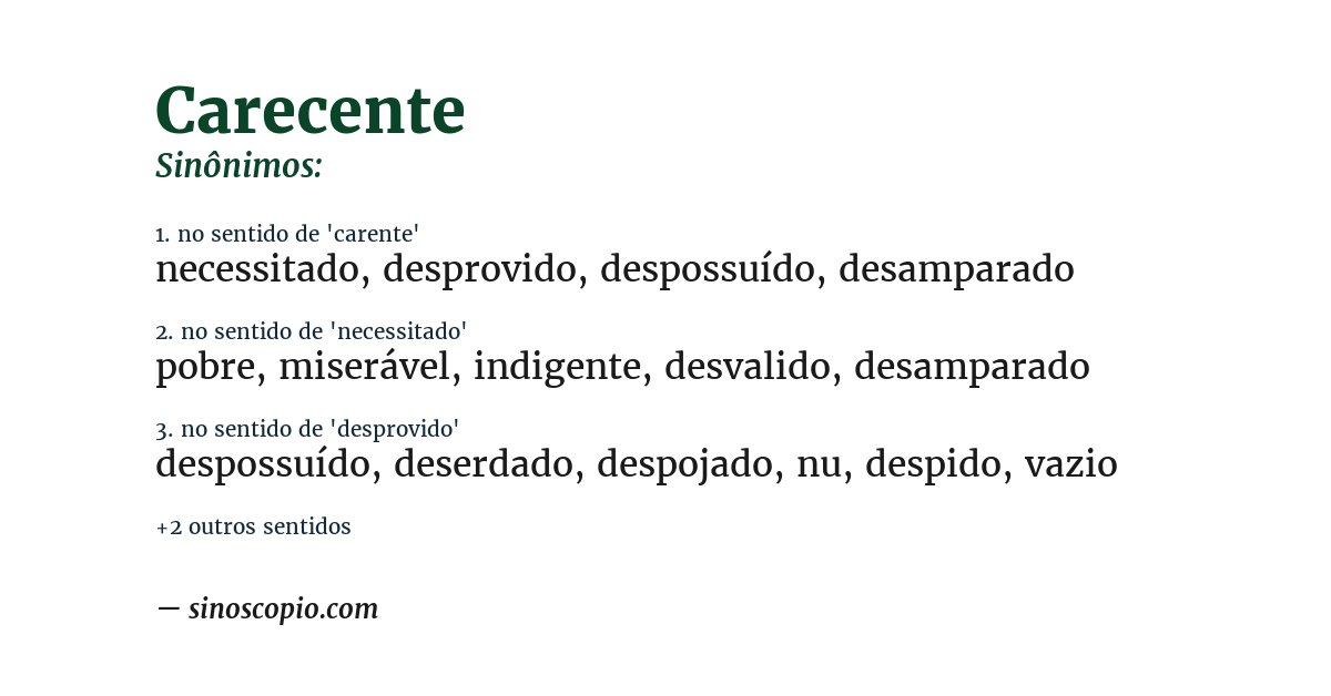 Sinônimo de carecente