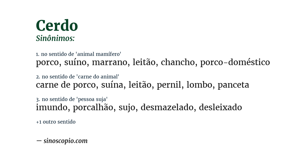 Sinônimo de cerdo
