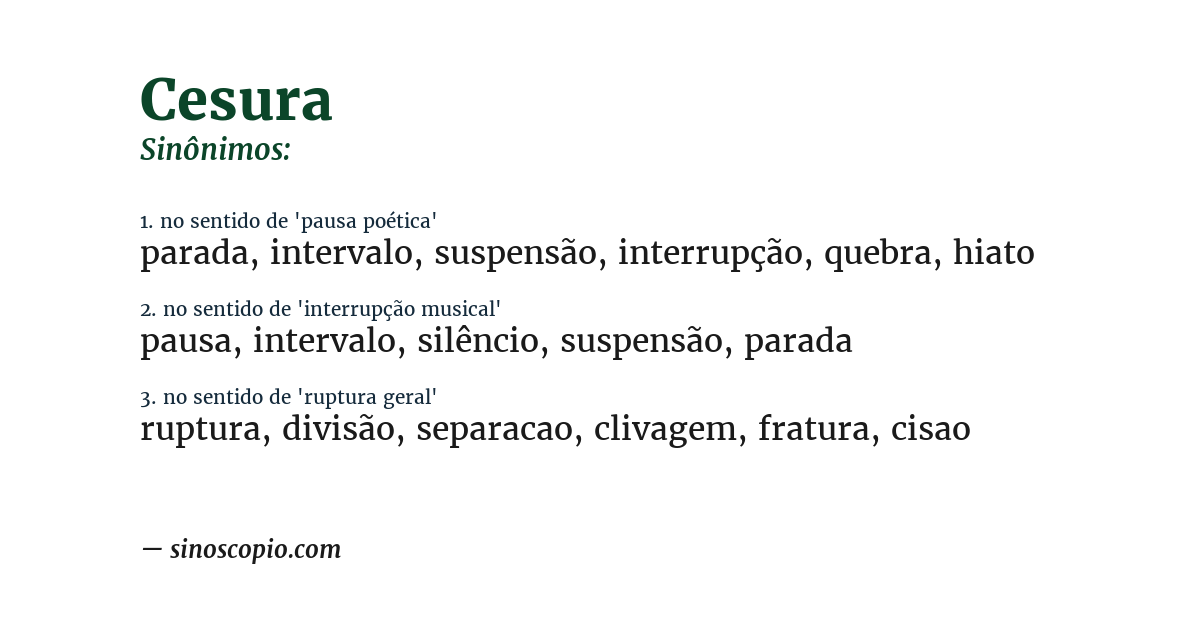 Sinônimo de cesura