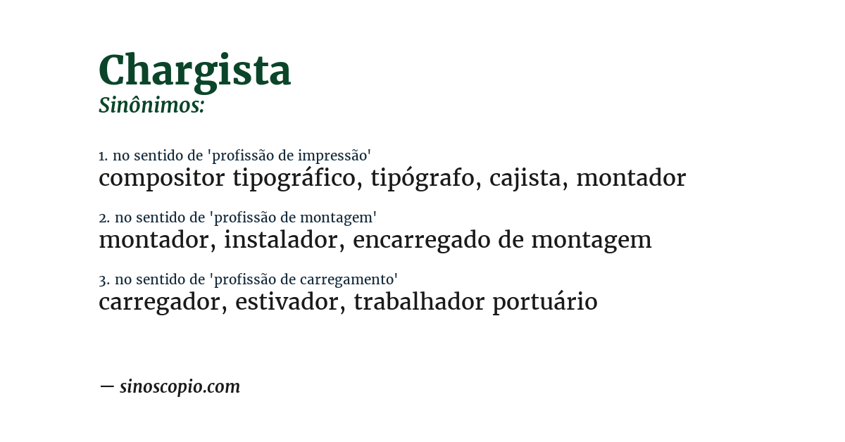 Sinônimo de chargista