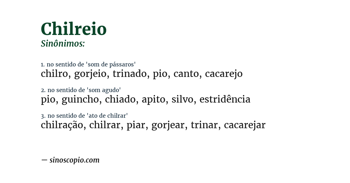Sinônimo de chilreio