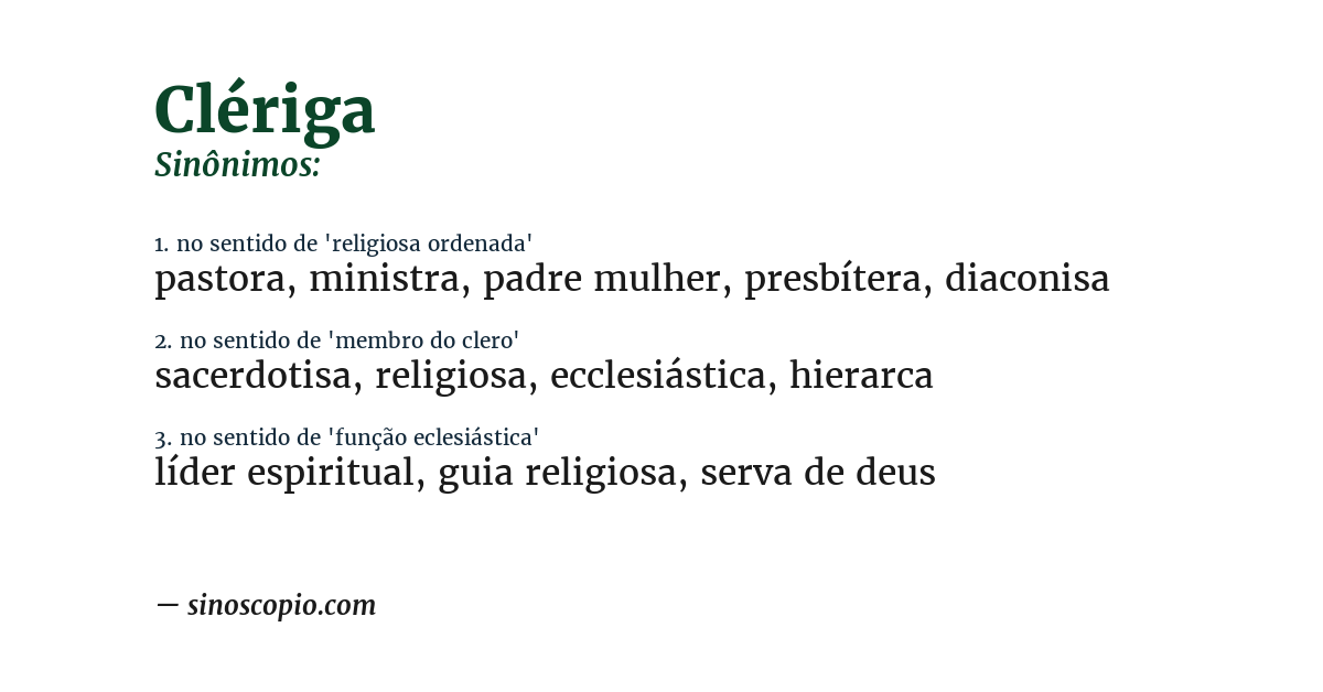 Sinônimo de clériga