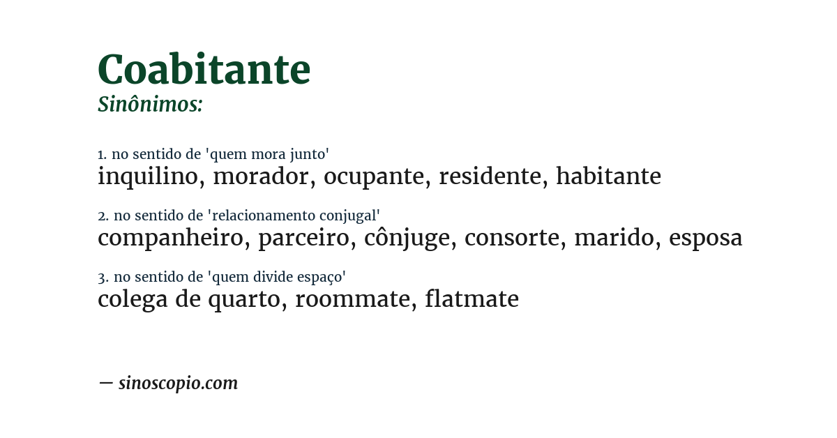 Sinônimo de coabitante