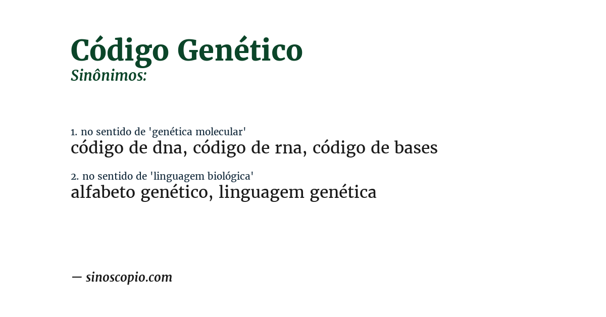 Sinônimo de código genético