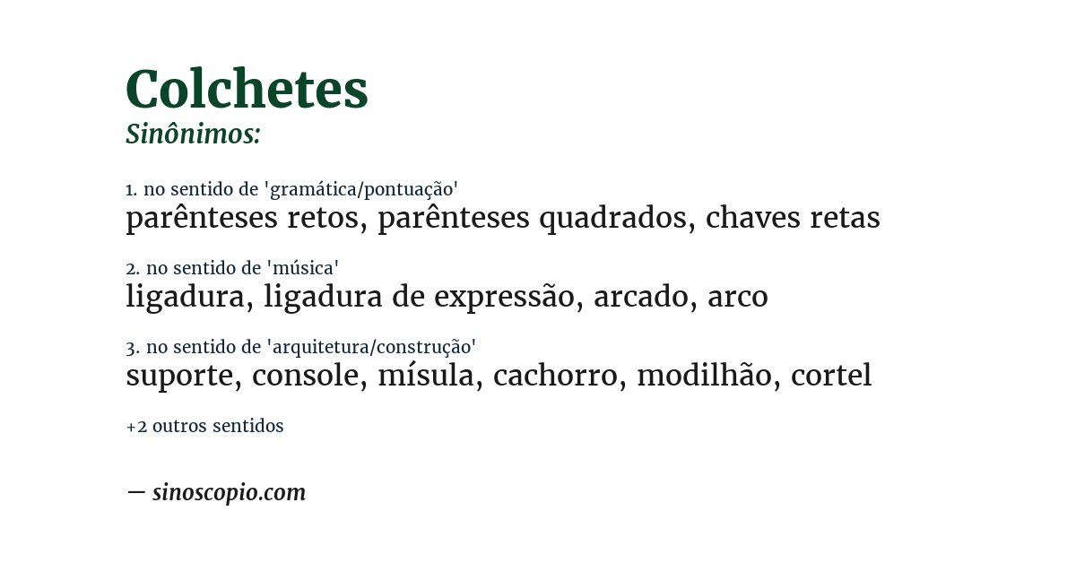 Sinônimo de colchetes