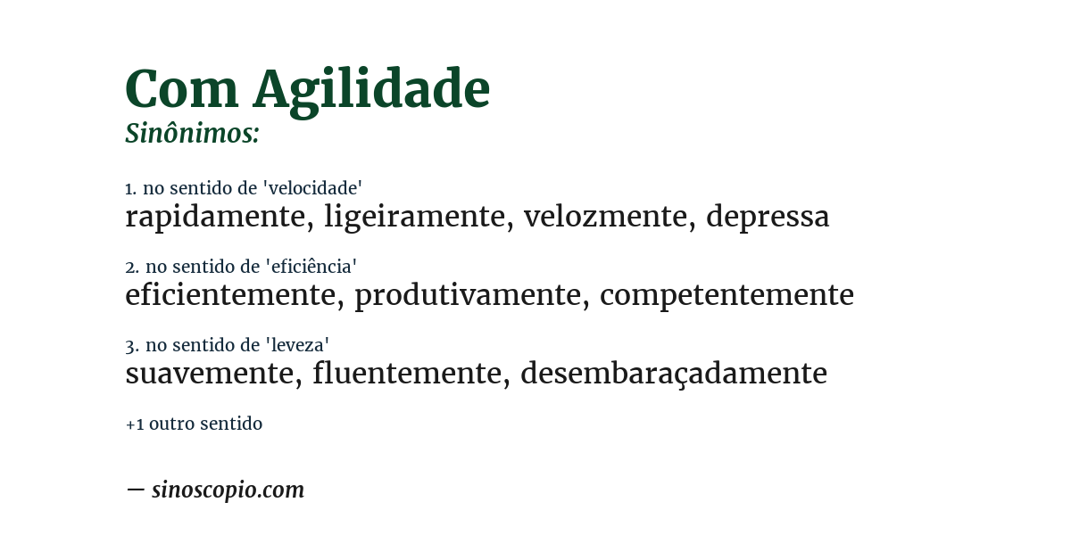 Sinônimo de com agilidade