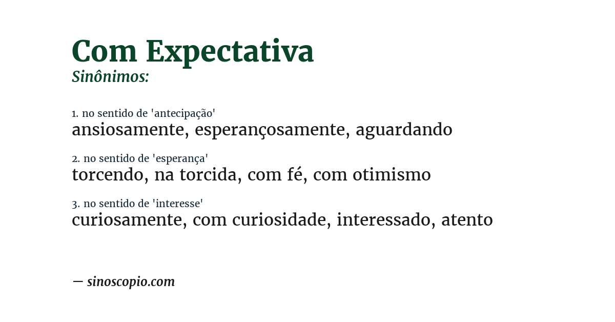 Sinônimo de com expectativa