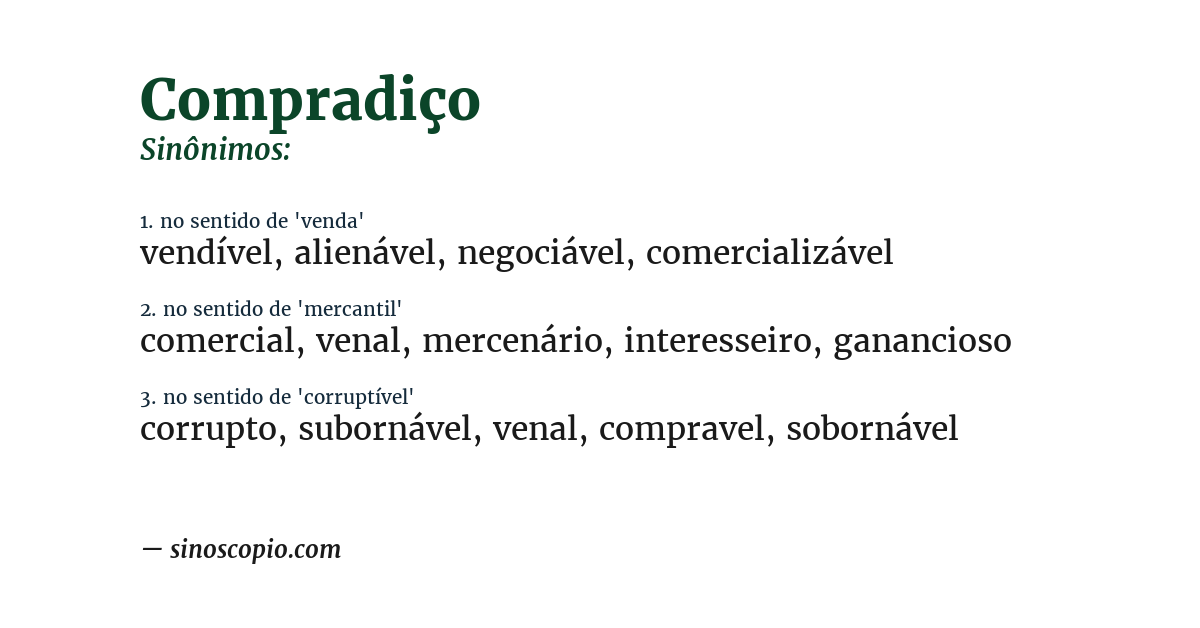 Sinônimo de compradiço