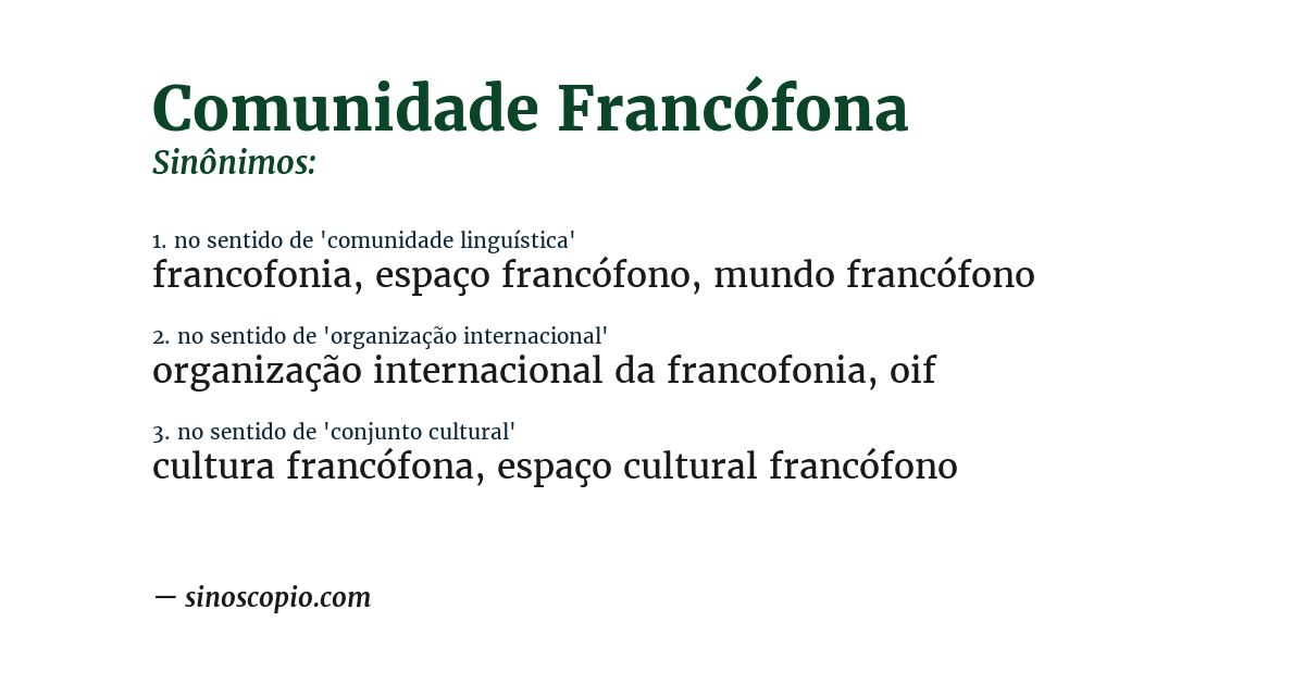Sinônimo de comunidade francófona