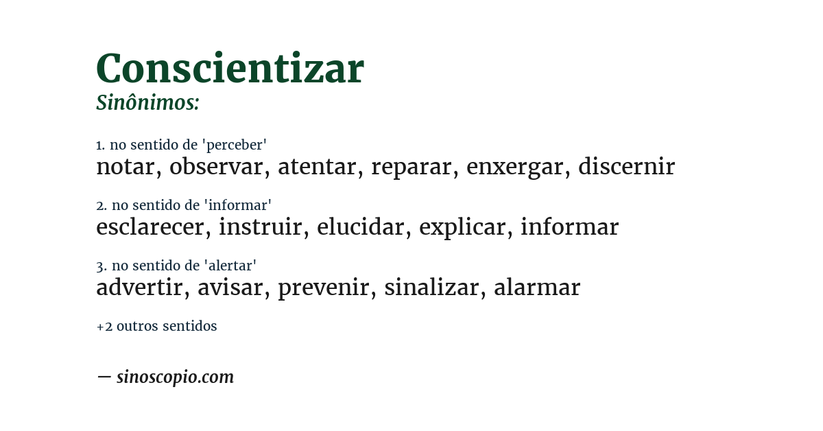 Sinônimo de conscientizar