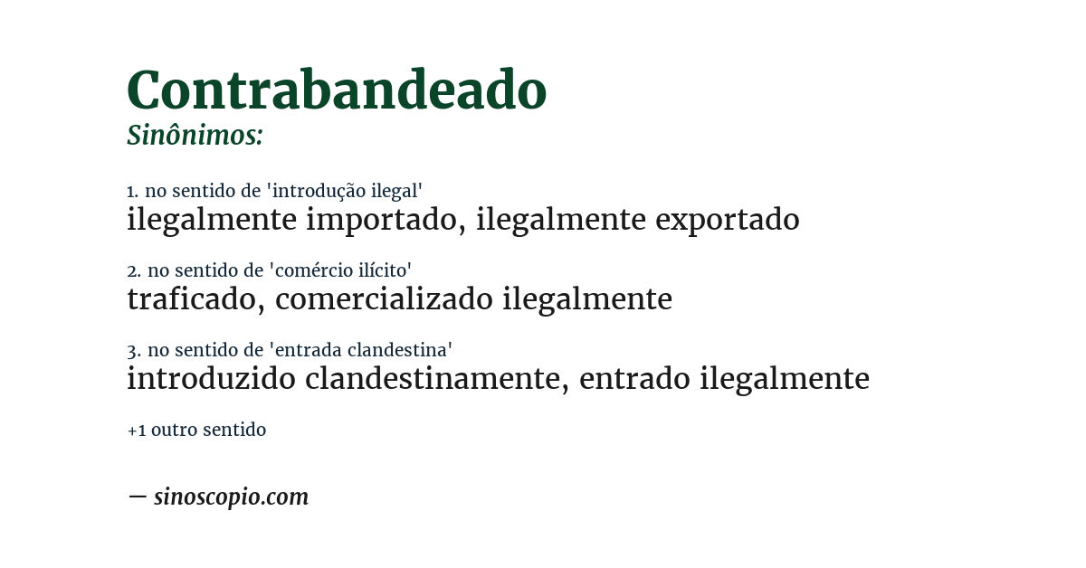 Sinônimo de contrabandeado