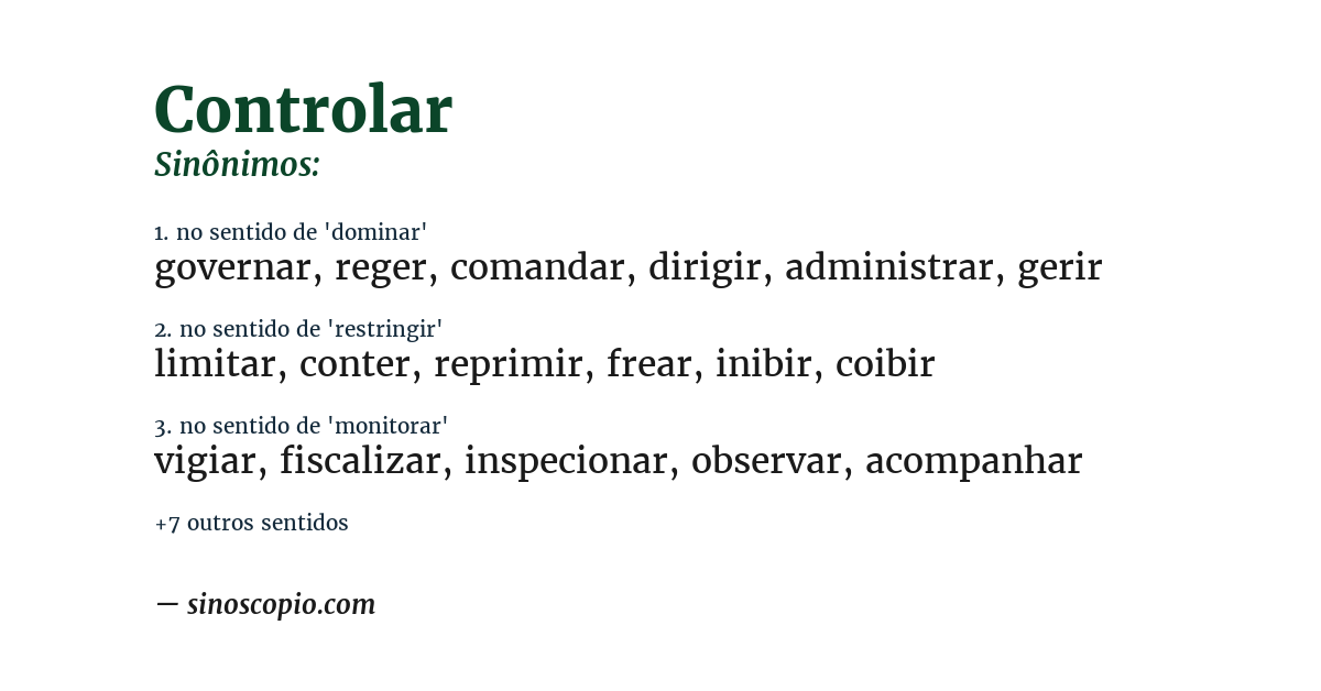Sinônimo de controlar