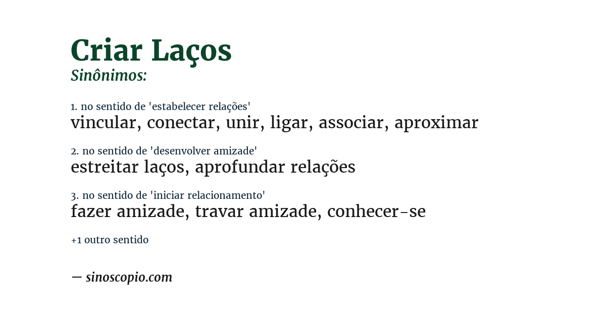 Sinônimo de criar laços