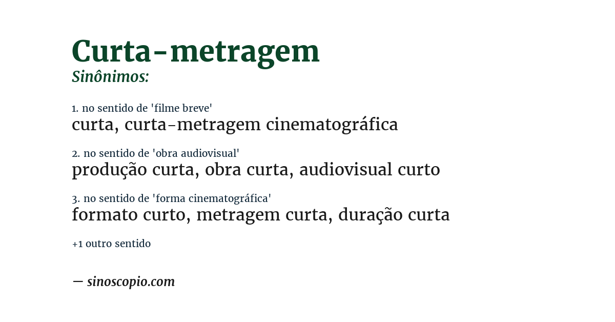 Sinônimo de curta-metragem