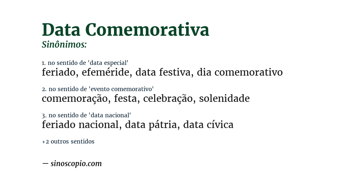 Sinônimo de data comemorativa