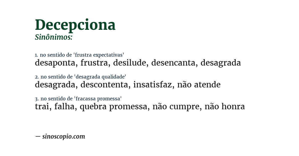 Sinônimo de decepciona