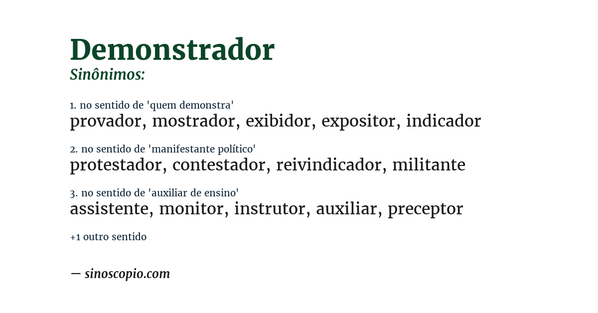 Sinônimo de demonstrador