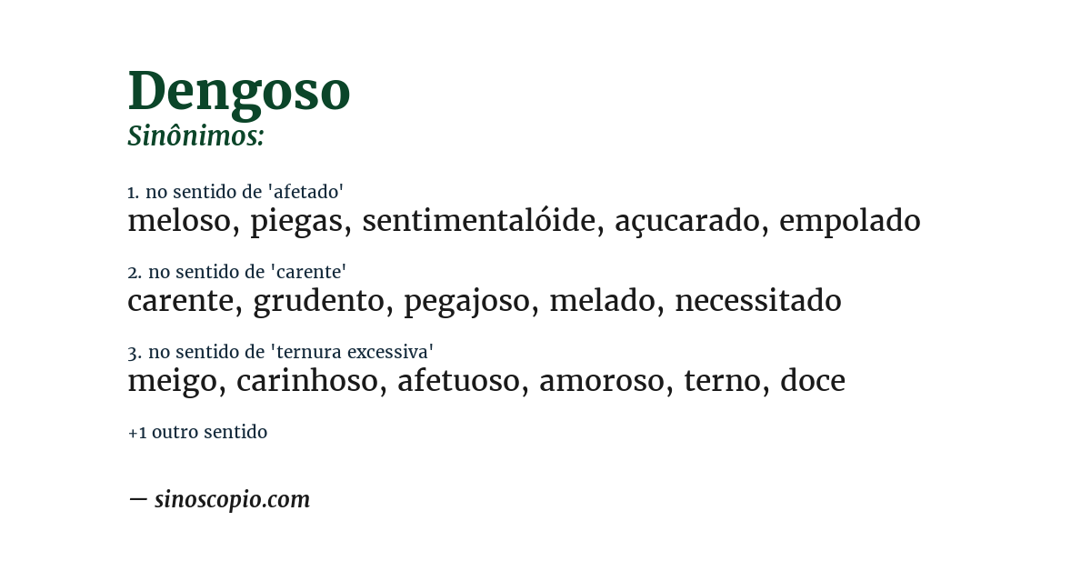 Sinônimo de dengoso