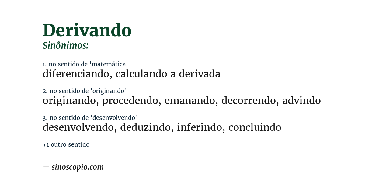 Sinônimo de derivando