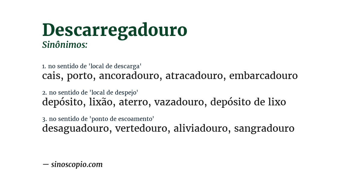 Sinônimo de descarregadouro