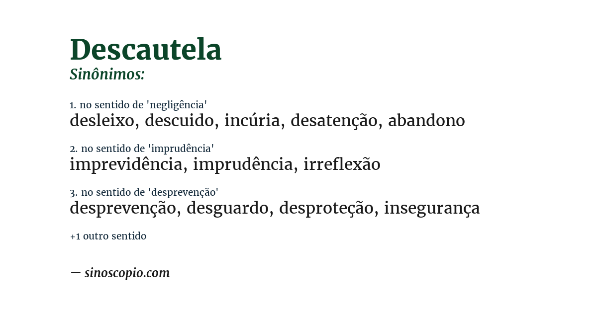 Sinônimo de descautela