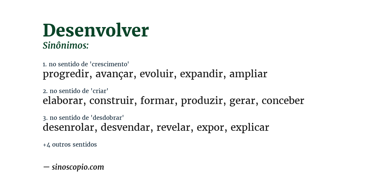 Sinônimo de desenvolver