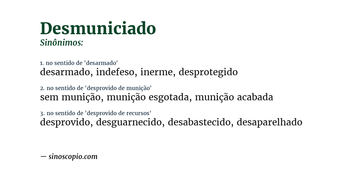 Sinônimo de desmuniciado