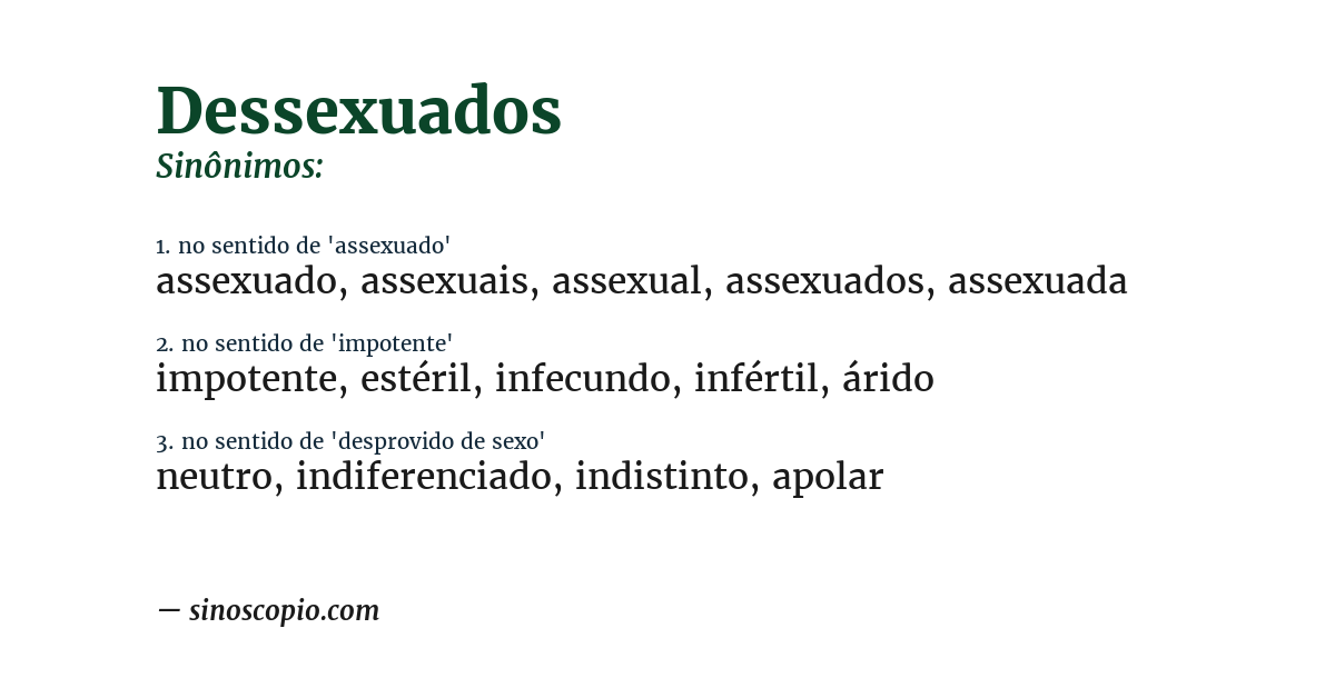 Sinônimo de dessexuados
