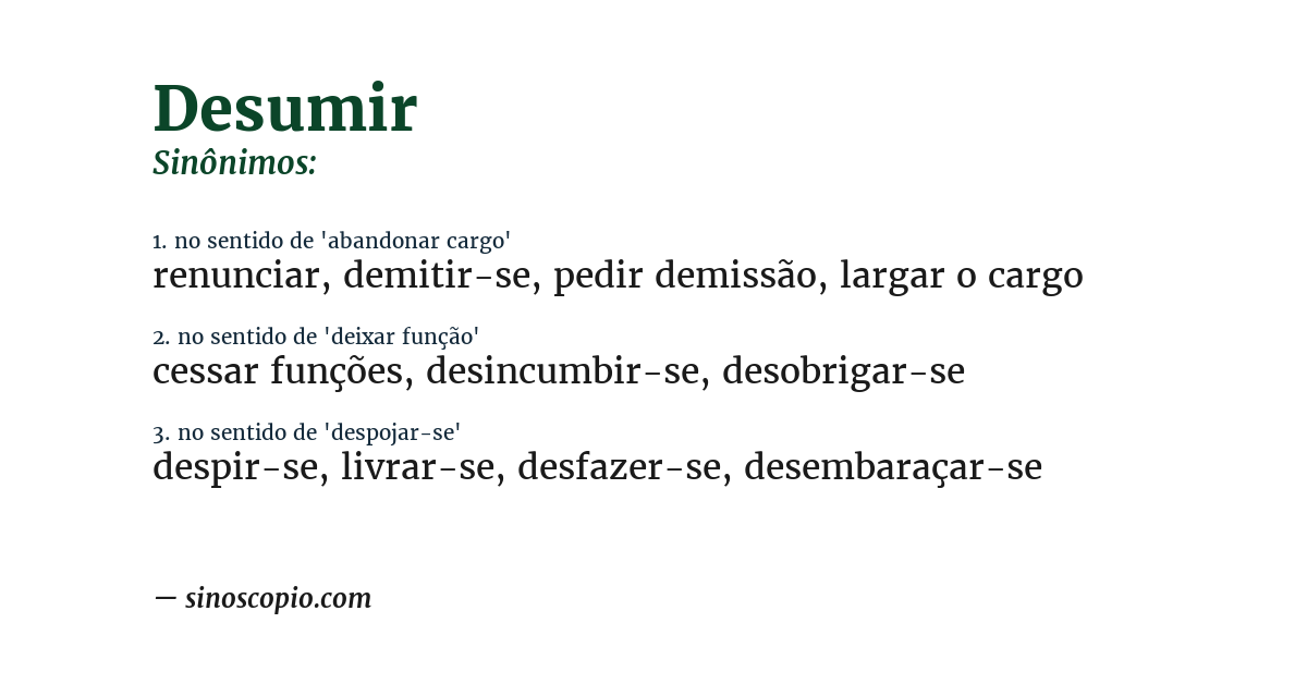 Sinônimo de desumir
