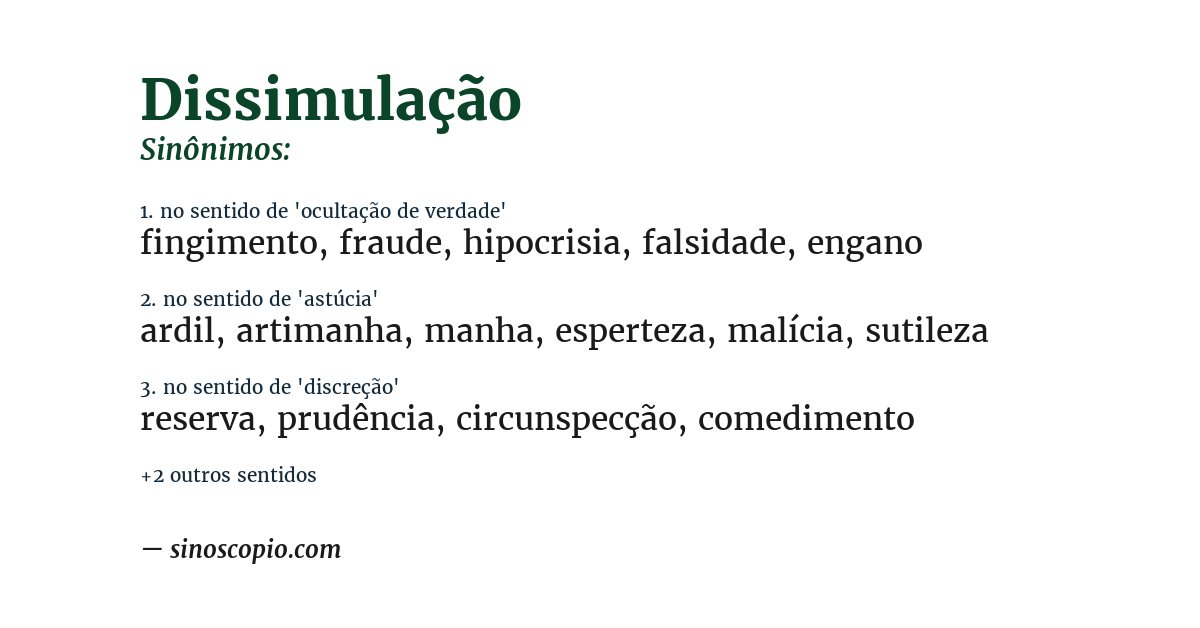 Sinônimo de dissimulação