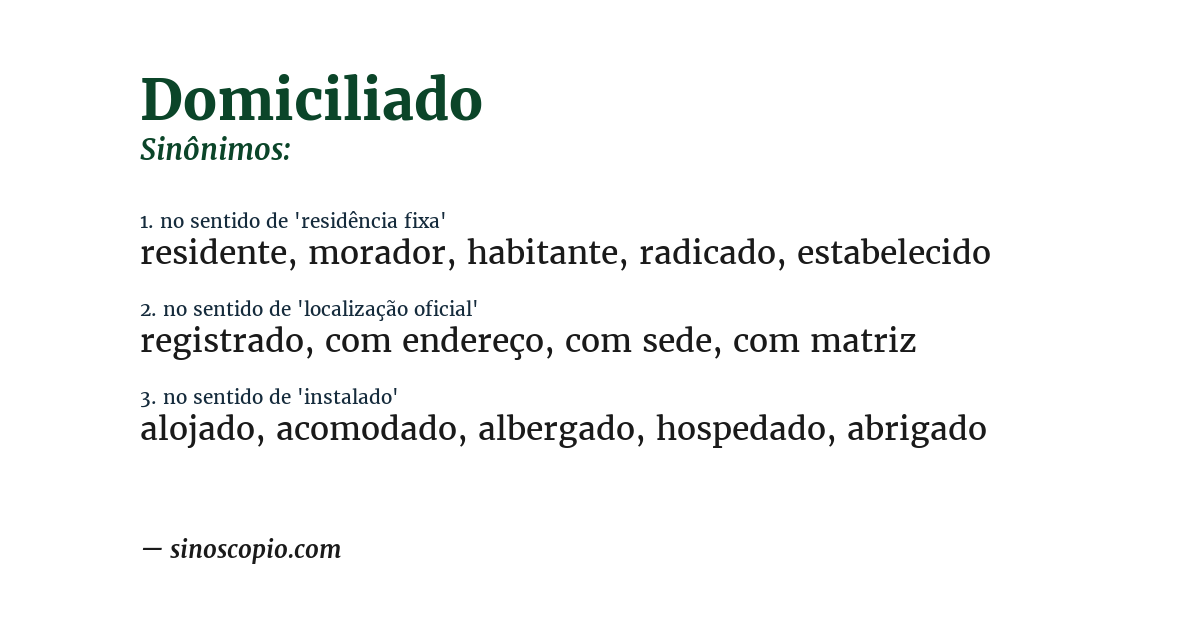 Sinônimo de domiciliado