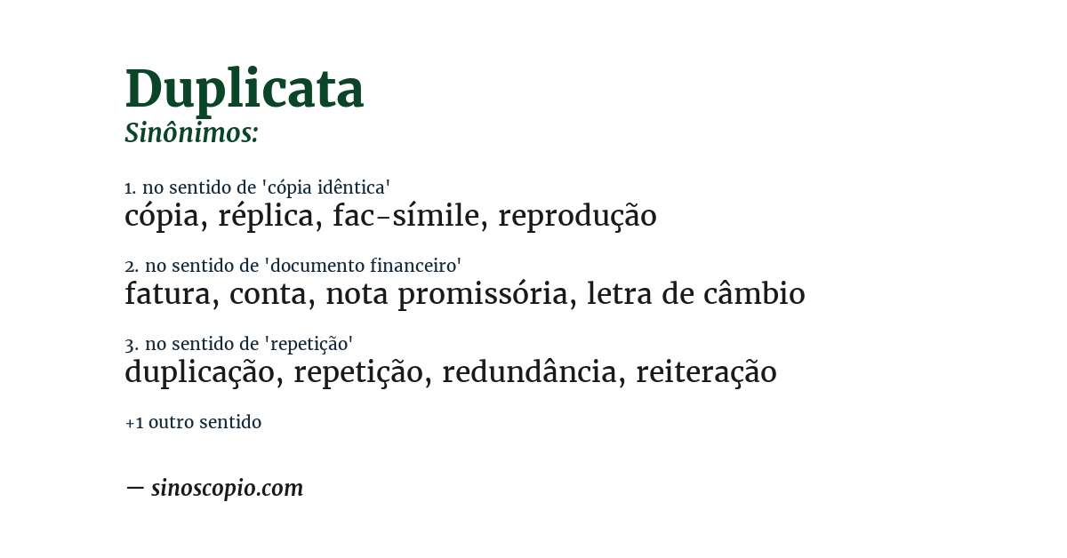 Sinônimo de duplicata