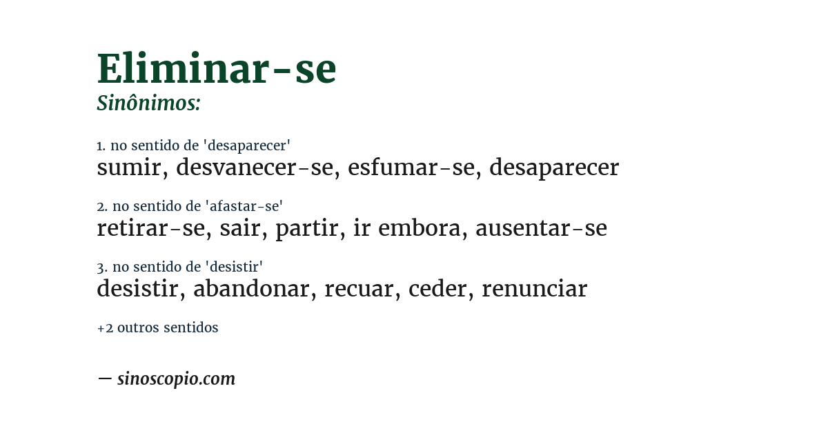 Sinônimo de eliminar-se