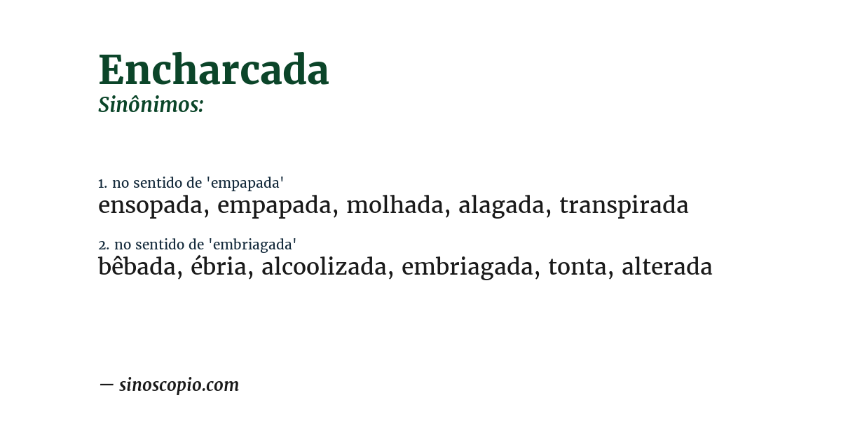 Sinônimo de encharcada